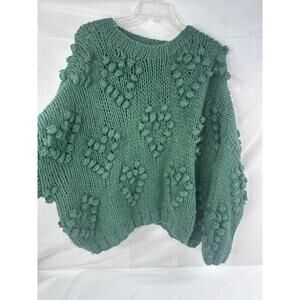 Wishlist Chunky Heart Sweater Pullover Handmade Love Pom Pom Heart Bubble